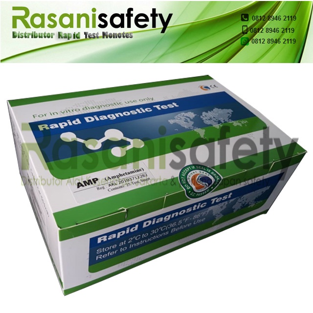 Alat Casette Cek Urine Narkoba AMP Amphethamine Tes Drugs Isi 25 Test Rapid Drug Device Monotes