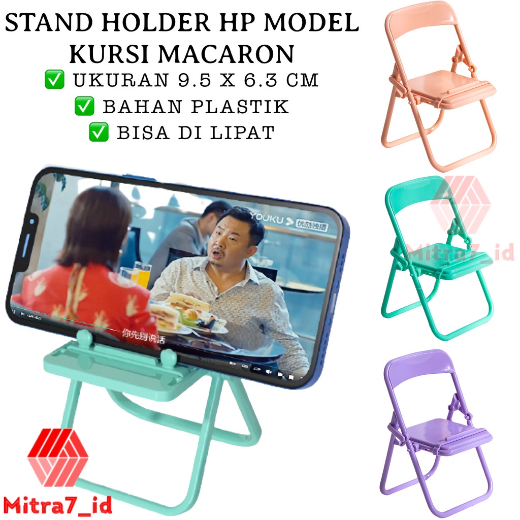 [M7] KURSI HP MACARON STAND HOLDER HP BENTUK KURSI BISA DI LIPAT / HOLDER HP KURSI WARNA WARNI