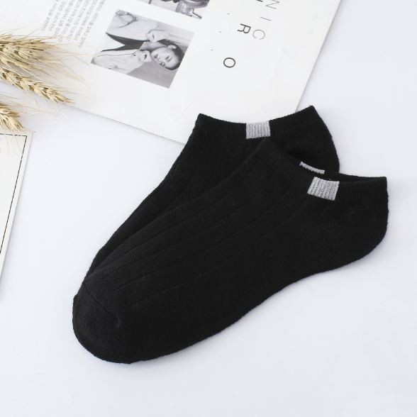 AS Kaos Kaki Polos 2 Warna Garis Pendek Semata Kaki Kaos Kaki Polos Fashion Ankle Cute Import-HITAM