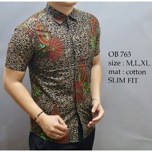 Baju Kemeja Batik Slimfit OB162    fashion batik slimfit pria jas dasi kaos oblong tshirt jaket cel