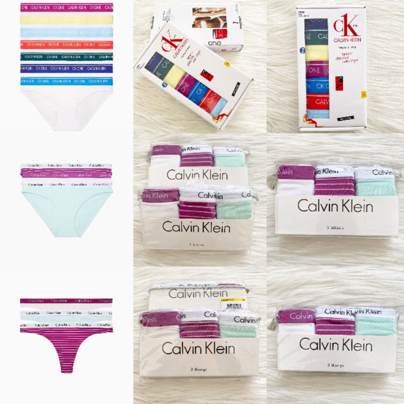 Calvin Klein CK 7 Pack Bikini , 3 Pack Bikini , 3 Pack Thongs Cotton Strech 100% Original Celana Dal