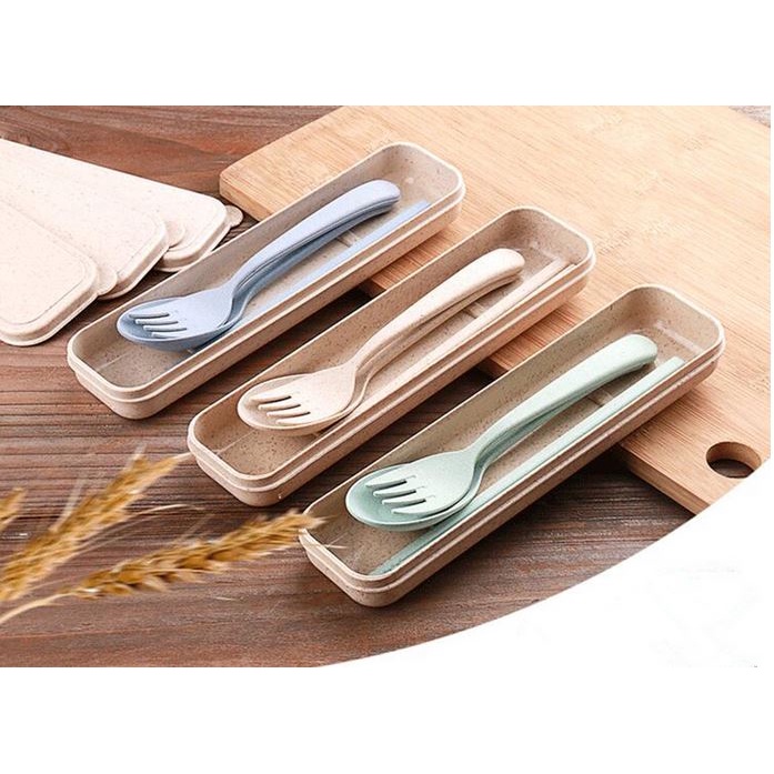 Promo Set Sendok Sumpit Garpu Jerami Cutlery Set Alat Makan Travelling perlengkapan traveling-Vegasus Store(COD)