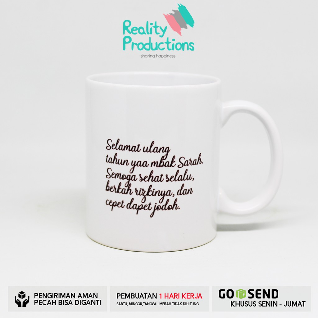 Mug Doodle Wanita Hijab Cantik untuk Kado Ulang Tahun