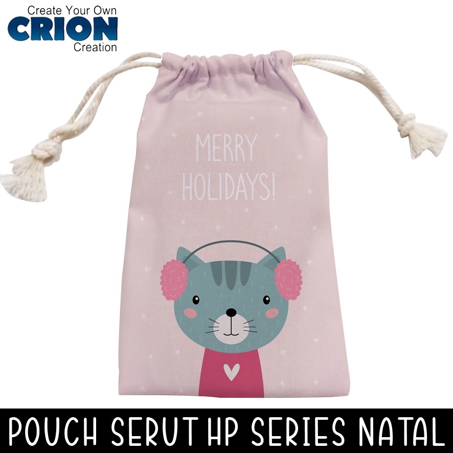 Pouch Serut Christmas Series/ HP / Powerbank / Kosmetik / Request Nama