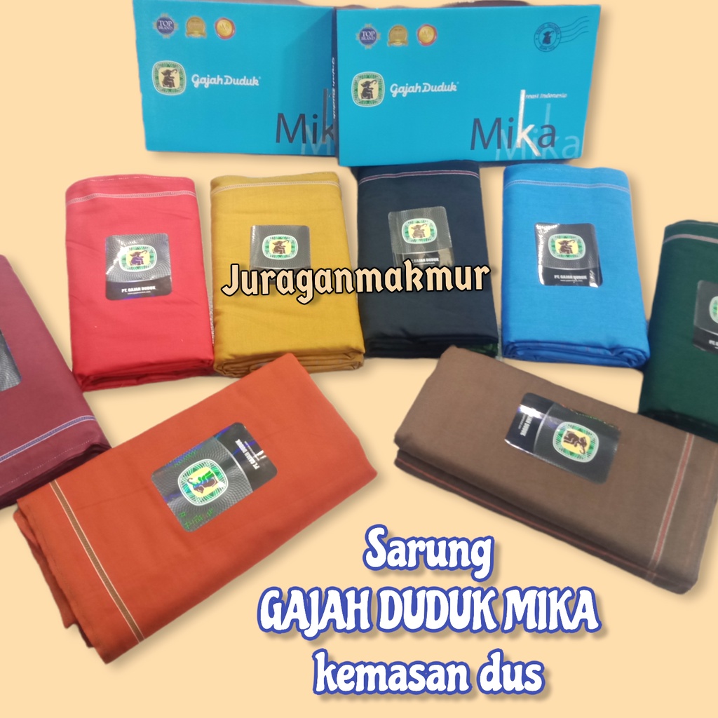 sarung gajah duduk polos mika ukuran dewasa kemasan dus