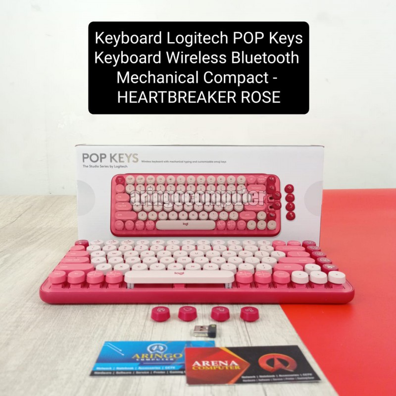 Keyboard Logitech POP Keys Keyboard Wireless Bluetooth Mechanical Compact - HEARTBREAKER ROSE