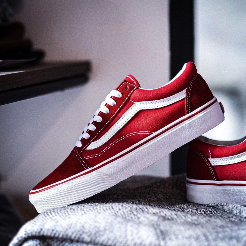 VANS OLDSKOOL BRICK RED TRUE WHITE CLASSIC ORIGINAL 100%