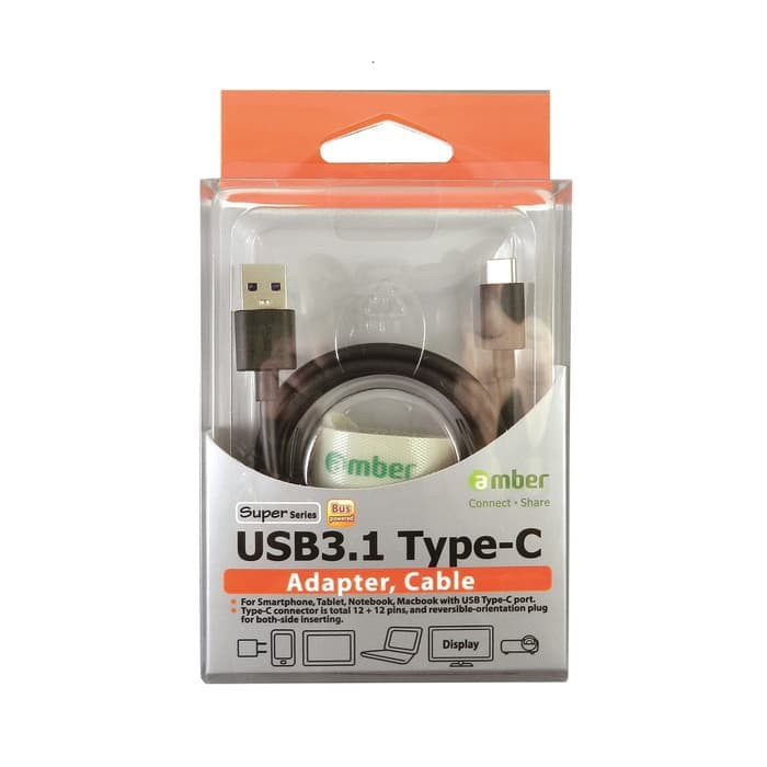 Amber CU3-CA210 - USB3.1 Cable, Type-C Male To A Male, Gen 2 / 1M