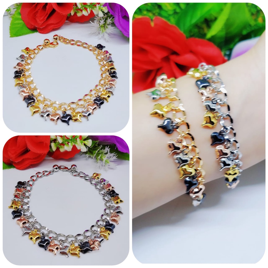 Xuping gelang love kombinasai lapis emas fashion jewelry