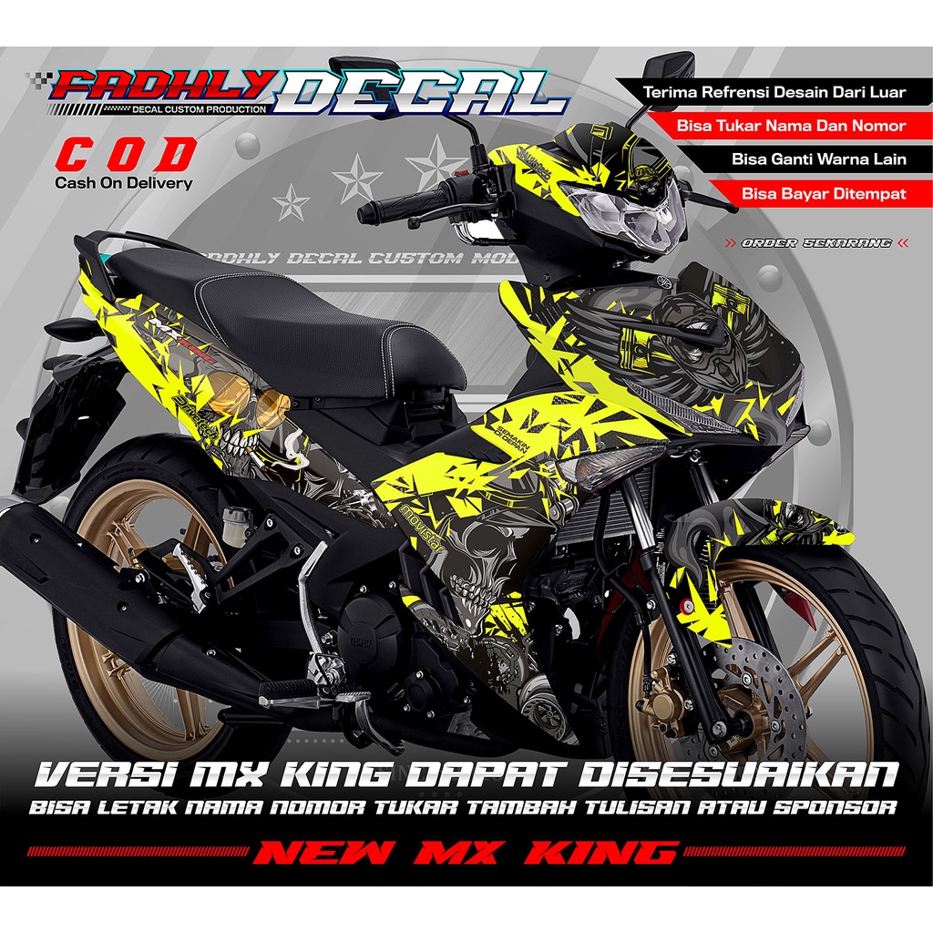 decal mx king skull kuning stabilo sticker fullbody