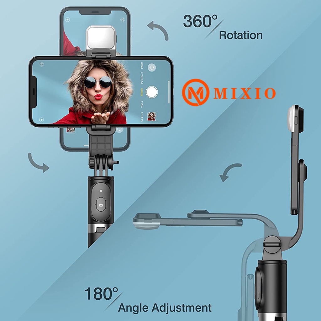 MIXIO - Q07 Selfie Stick Tripod with LED Fill Light Phone Tripod Stand