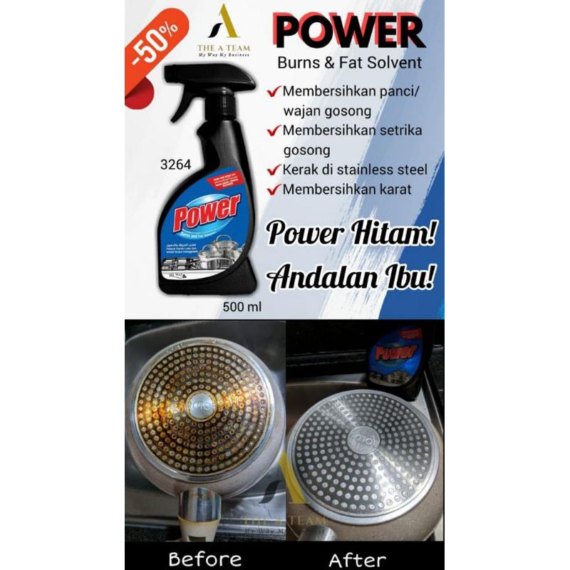 power burns & fat solvent pembersih kerak hitam pada panci gosong