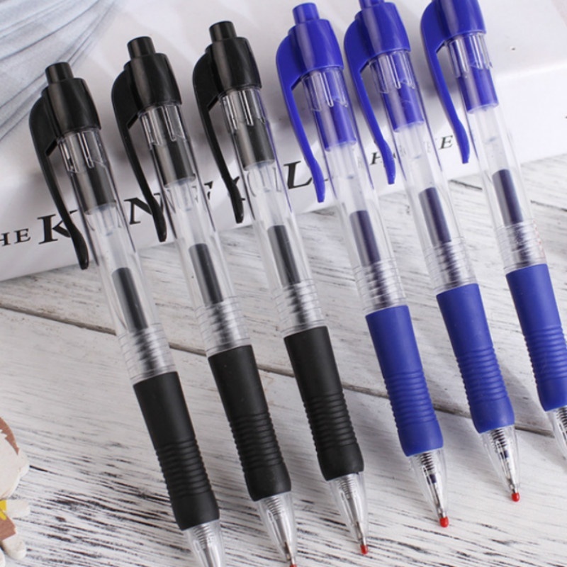 3Pcs Pulpen Tekan Klasik Warna Hitam Biru Untuk Stationery Sekolah / Kantor