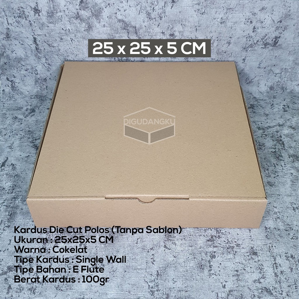 

PAKET Kardus Die Cut Box 25x25x5 cm (Isi 10) | Kotak Kado / Kotak Hampers Box Packaging Model Pizza Box Digudangku