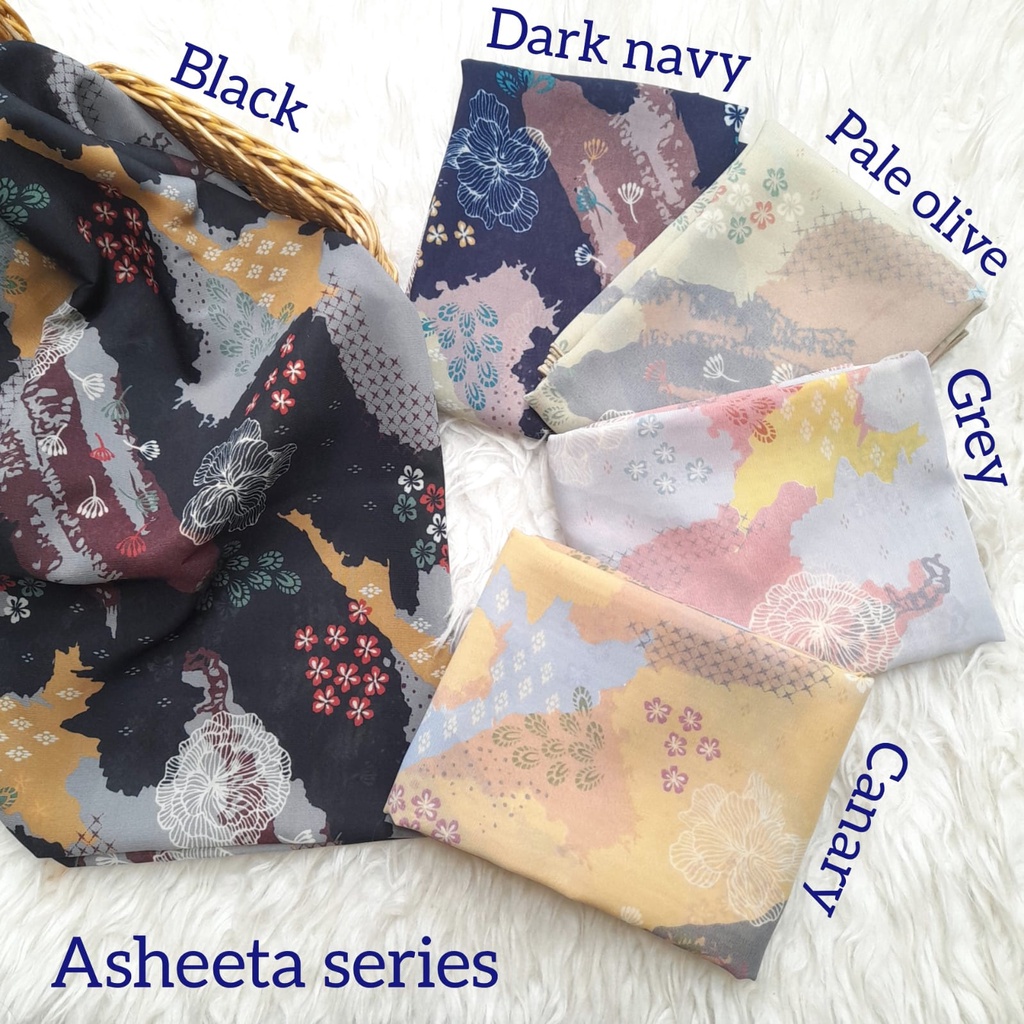 HIJAB ASHEETA/HIJAB SEGIEMPAT/JILBAB SEGI EMPAT/KERUDUNG SEGI4/SQUARE MOTIF ABSTRAK/POLYCOTTON