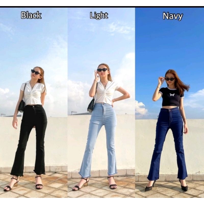 Highwaist Cutbray 27-42 Celana Jeans Cutbray wanita