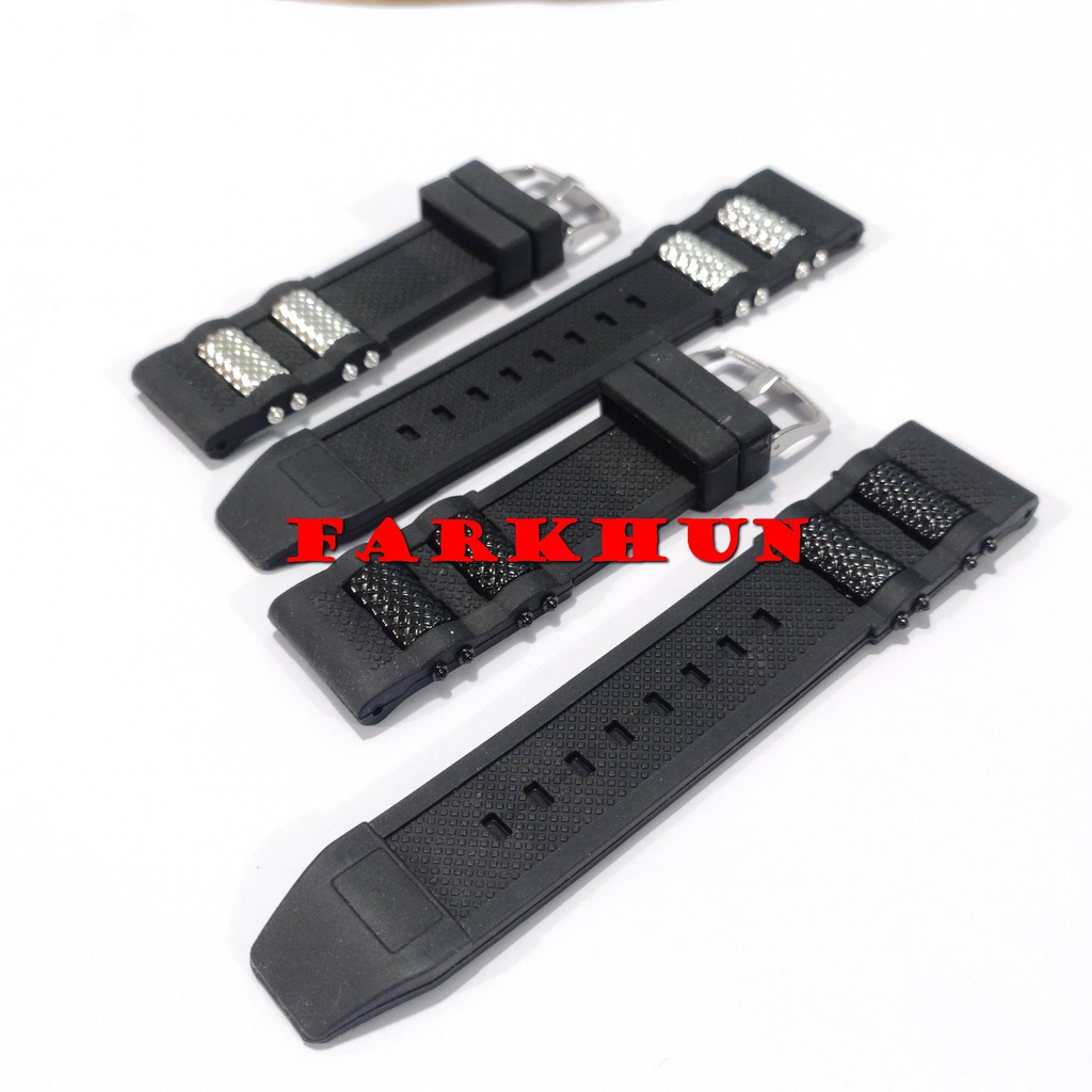 BEST SELLER STRAP RUBBER FASHION 24 MM BLACK BAND TALI JAM TANGAN KARET 24MM HITAM KALEP WATCH UNIVERSAL