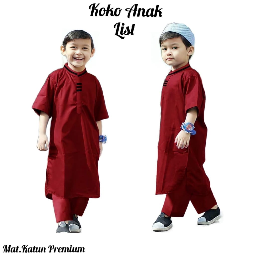 STELAN BAJU KOKO ANAK + PECI TERLARIS 1 - 8 TAHUN