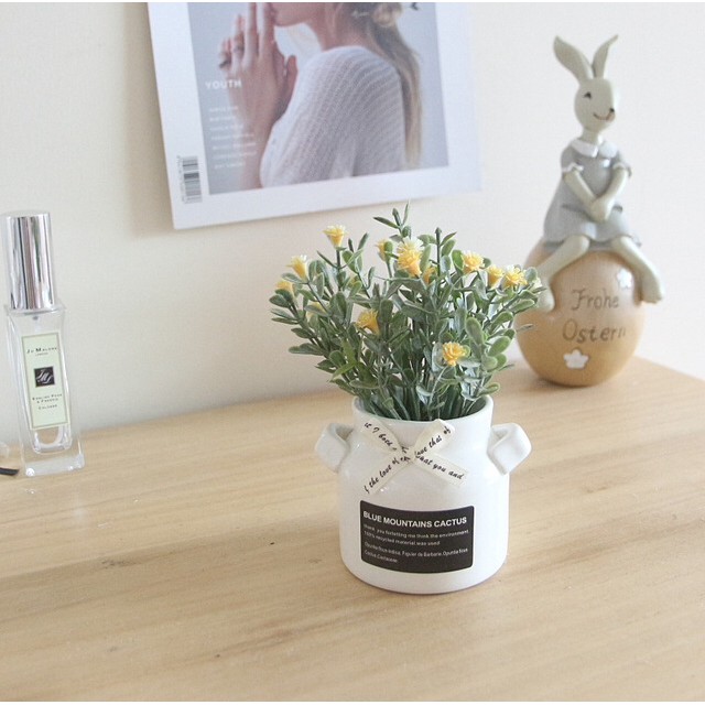 BUNGA PLASTIK TANAMAN ARTIFICIAL FLOWER GYPSOPHILA VAS KERAMIK BUNGA PALSU HIAS-7