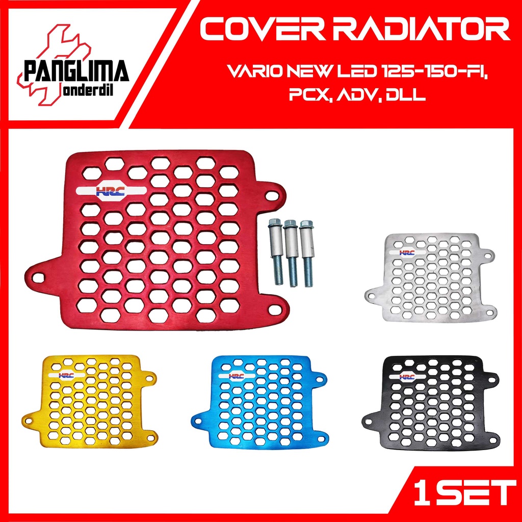 Cover Radiator Vario New LED 125-150 K60-K60R-K59-K69R 2015-2021-Techno Lama-FI/PCX/ADV Silver-Biru-Emas-Hitam-Merah Tutup Kipas Mesin Alumunium CNC