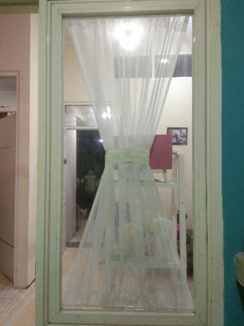 Gordeng/hordeng/gordyn Jendela Minimalis  Ikat Vitrage Voil Putih Transfaran
