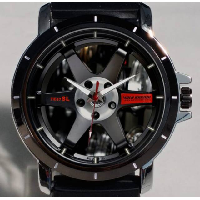 Jam Tangan Pria Velg rays Volks Gambar Custom Black Analog
