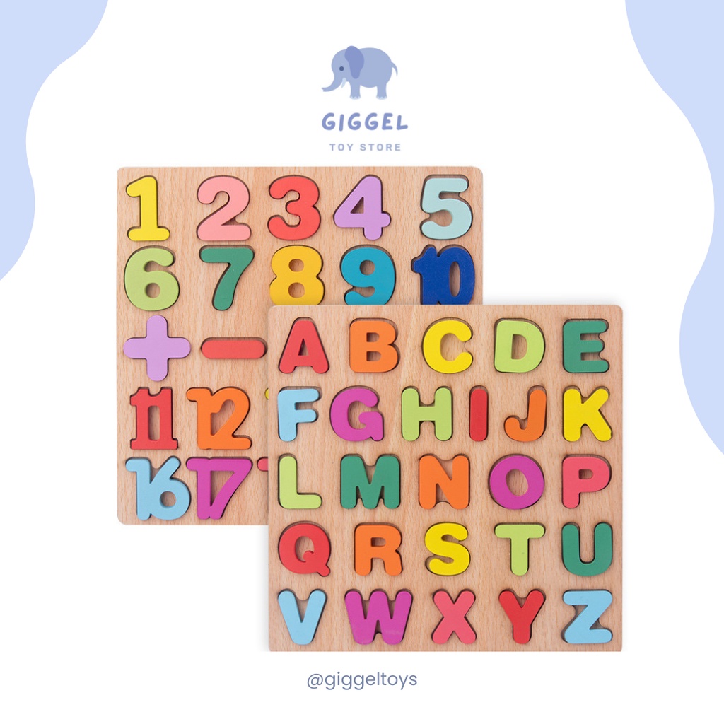 [ Giggel ] Puzzle Alphabet / Alphabet Chunky Puzzle / Mainan Warna Warni / Mainan Kayu Edukasi / Mainan Puzzle edukasi