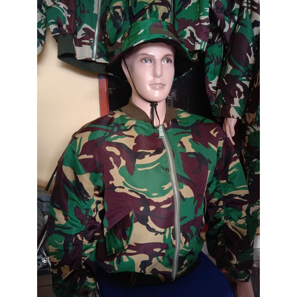 Jaket Bomber Pilot Loreng Army Bahan Baloteli Anti Air
