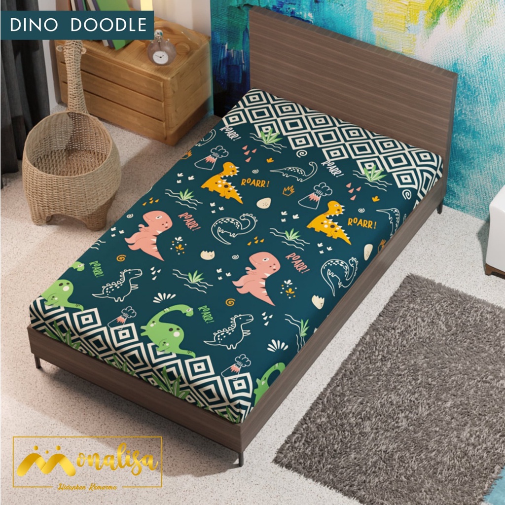 SPREI WATERPROOF MONALISA SINGLE 120X200 / PABRIKAN-dino doodle