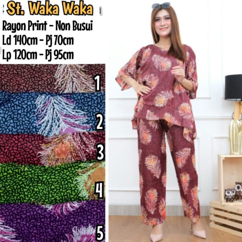Piyama Jumbo Batik, Setelan Baju Tidur Wanita Jumbo, Babydoll Batik Jumbo Celana Panjang