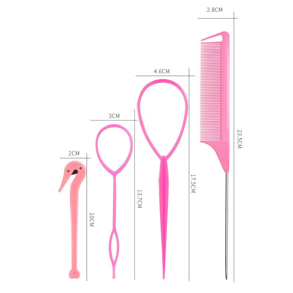 Augustina Set Styling Rambut Tarik Melalui Merah Muda Solid Elastis Profesional Hiasan Kepala French Braid Tool Aksesoris Rambut Malas Mengepang Alat Topsy Hair Tail