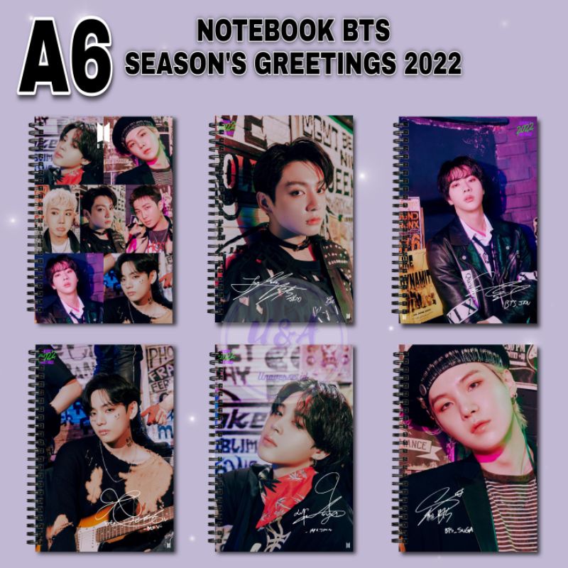 

[Unaverse] NOTEBOOK A6 BTS SEASON'S GREETINGS 2022 Ver. 2 Taehyung Jungkook Jimin Buku Murah