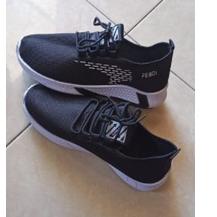 ✰ WAADOO Sport Shoes Pria Shocker Sepatu Running Olahraga Hitam Polos ♂