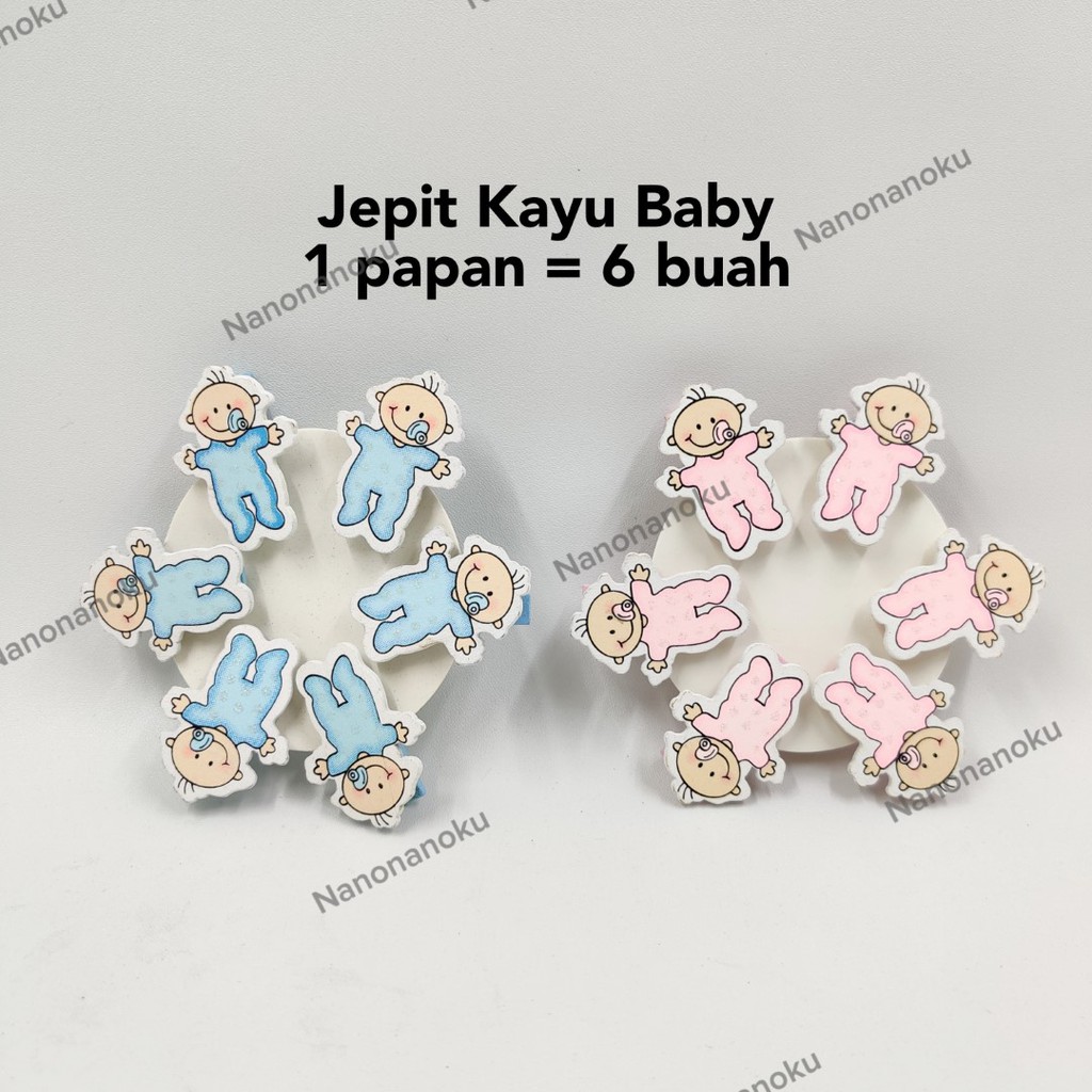 Jepit Kayu/Wooden Clip Motif Baby