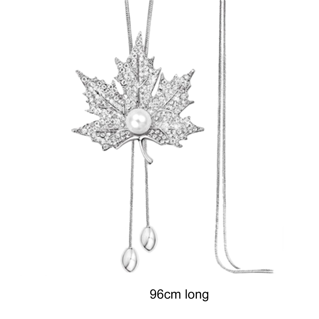 Hu Hu Hu Hu Hu Alat Bantu Pasang Kacamata♡ Kalung Bentuk Maple Bahan Alloy Aksen Berlian Imitasi Untuk Pernikahan