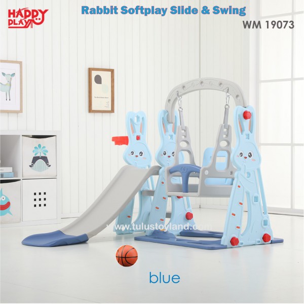 Happy Play Rabbit Softplay Slide Swing Basket WM 19072 19073 Mainan Perosotan Ayunan Kelinci Murah