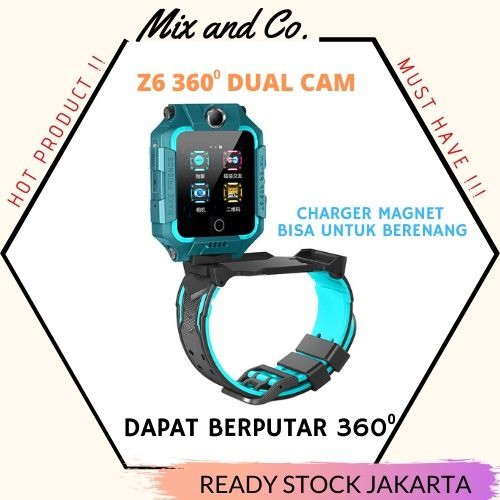 [COD] Z6 waterproof Kids Dual Camera 360°  SmartWatch anak AntiAir jam tangan gps anak 2 camera IP67