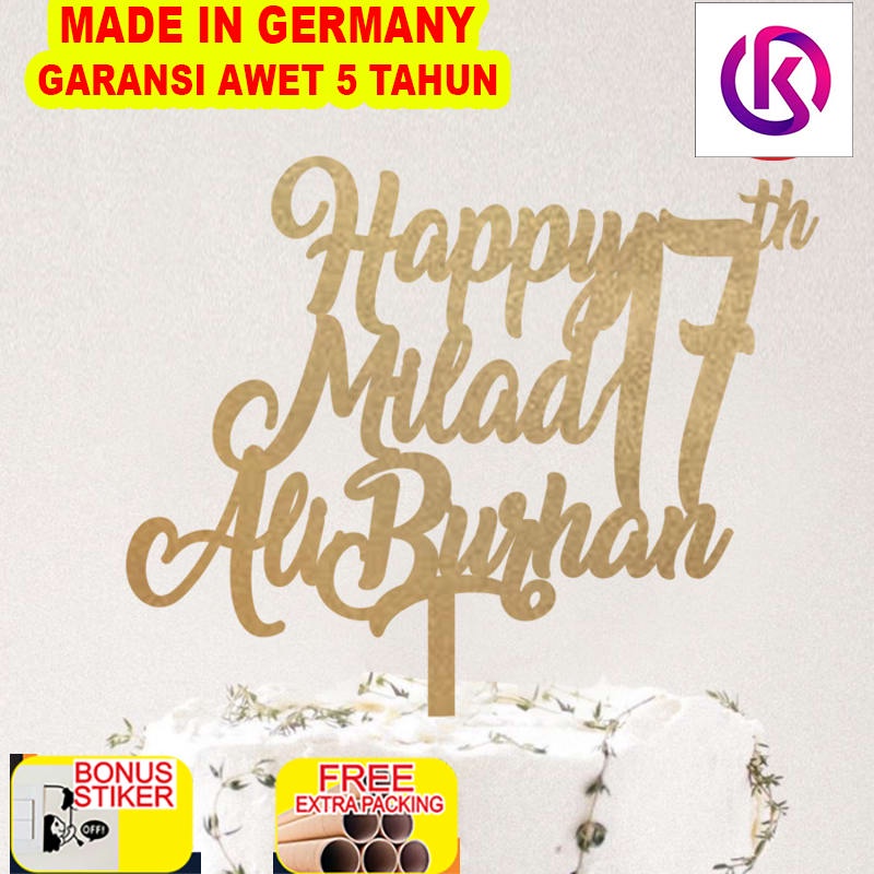 

Terlaris Custom Cake Topper Akrilik Hiasan Kue Happy Milad - 10cm