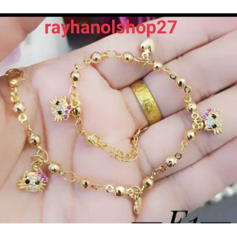 GELANG KAKI ANAK TITANIUM ANTI KARAT LAPIS EMAS 24 K TERSEDIA WARNA GOLD  DAN SILVER MOTIF HK-CH ELEGAN