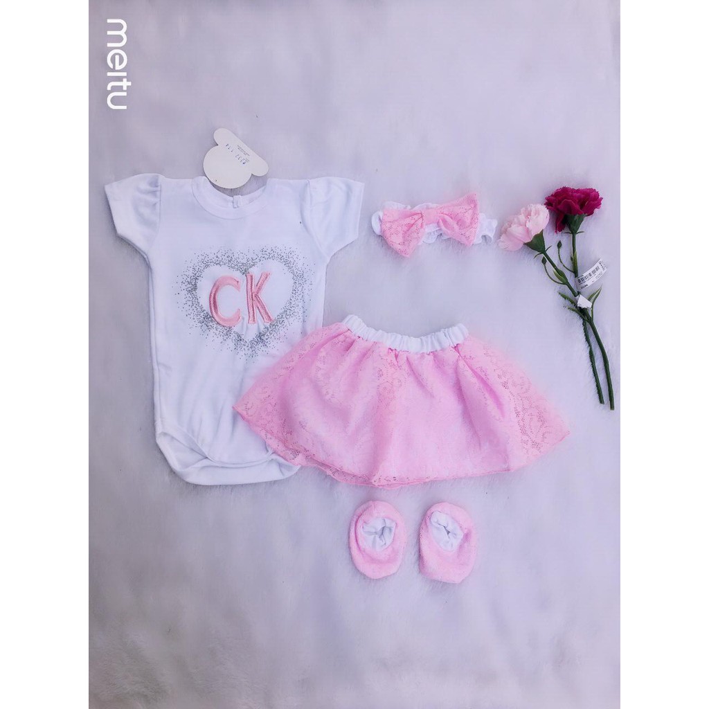 Jumper Bayi Perempuan Setelan Baju Set Rok Cinderella Free Bandana 0 3 6 9 12 bulan