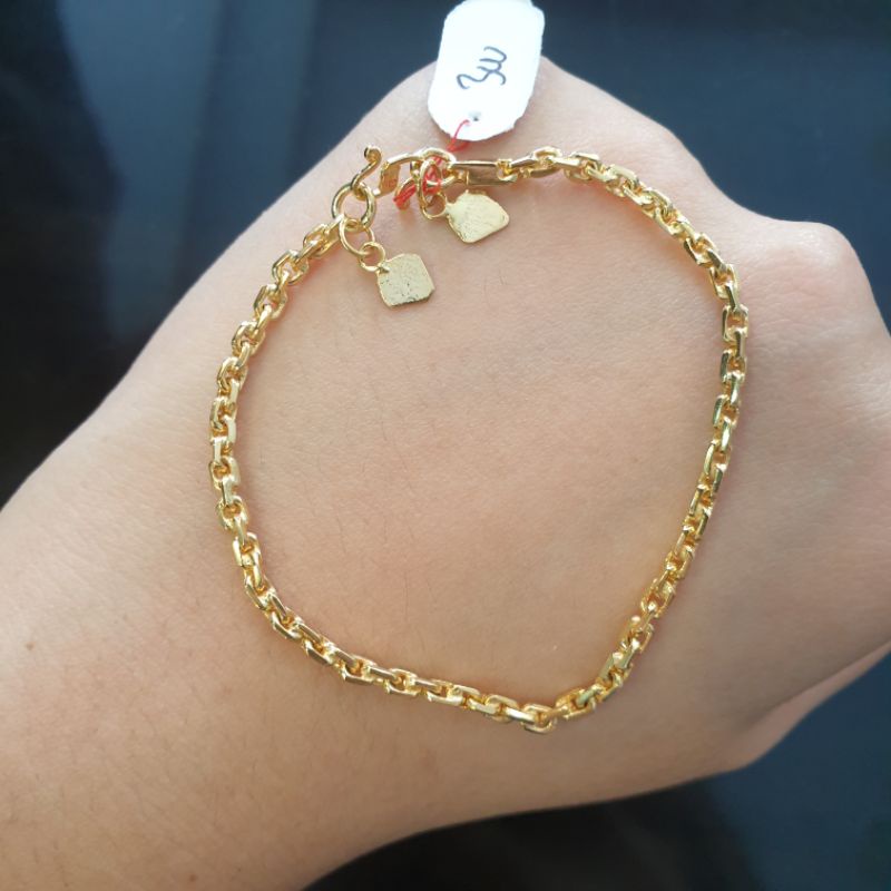 Gelang tangan dewasa rantai nori padat emas asli kadar 300