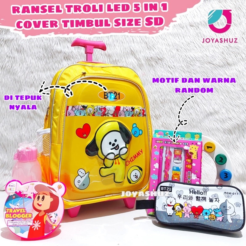 Tas Troli Anak Ransel Cimi Gratis Paket Lengkap - Ransel Anak Perempuan - Ransel Troli Anak TK - Tas Gratis Botol -  Tas Sekolah Anak Troli - Joyashuz