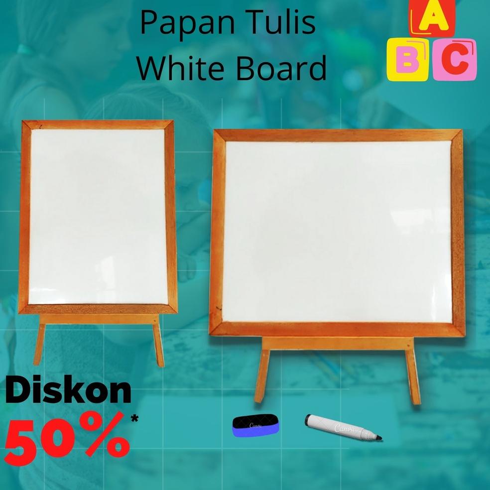 

[PRODUK R9MRT] Papan Tulis White Board Berdiri Free Spidol + Penghapus / Drawing Board / Papan Tulis Anak NJA