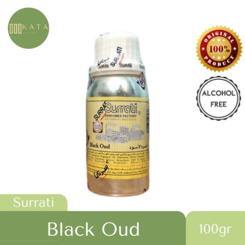 Surrati Black Oud / Gaharu Hitam 100gr 100ml | Parfum bibit arab non alkohol