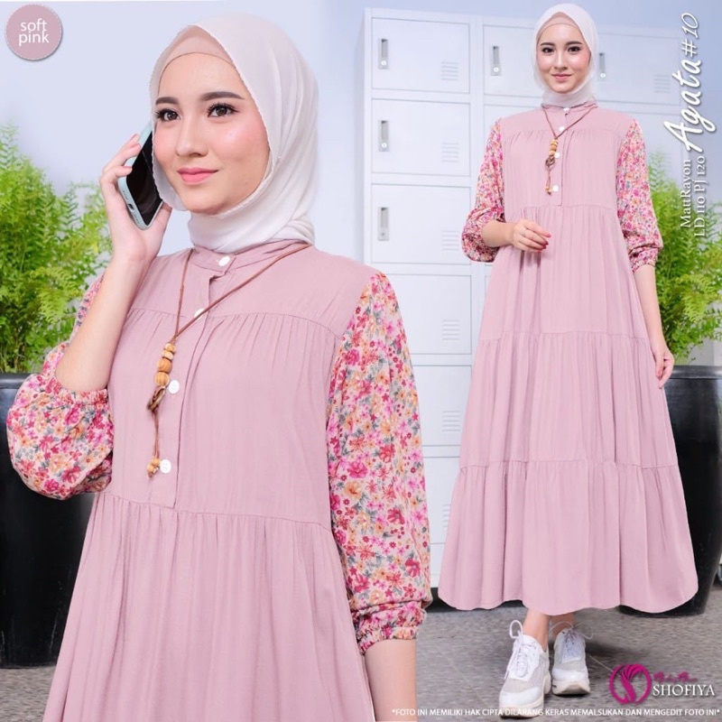 [VICAN] DASIMA #2 AGATA #11 #12 SERIES MIDI HOMEY DRESS GAMIS PAKAIAN WANITA FASHION BUSANA MUSLIM MODERN TERBARU SUPER BEST SELLER ORIGINAL GGS BY SHOFIYA-Agata 10 - Soft Pink