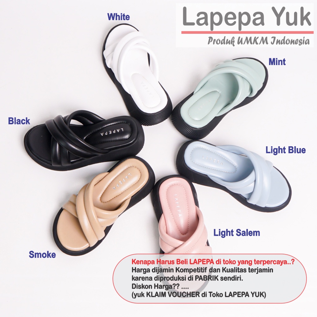 LAPEPA YUK - Sandal Platform Anak Perempuan Usia 2 sampai 10 Tahun NADHIRA KIDS Sendal Anak cewek Wedges Wanita Empuk Model Silang Warna MINT Hijau Sage Green Strap cewe Slop Usia Umur 3 4 5 6 7 8 9 thn Tahun Premium Ori Original Mall Official Store