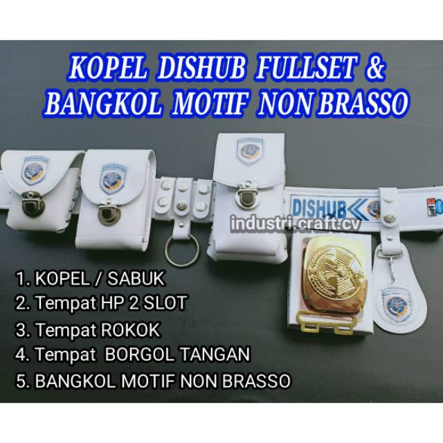 Sabuk Kopel Dishub Fullset (T.R.) + Kepala Motif 3D Non Braso Ikat Pinggang Dishub / Kemenhub Lengkap