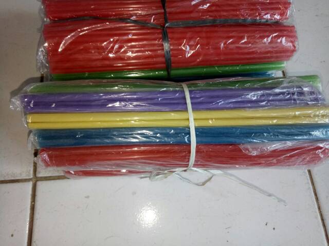 5 warna sedotan straw plastik 5mm panjang 24cm Murah minuman -/+200Btg