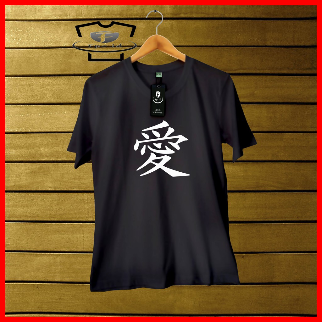 Kaos Distro Tulisan Jepang LOVE Kaos Distro Original Kaos Distro Tulisan Jepang LOVE Kaos Distro Original
