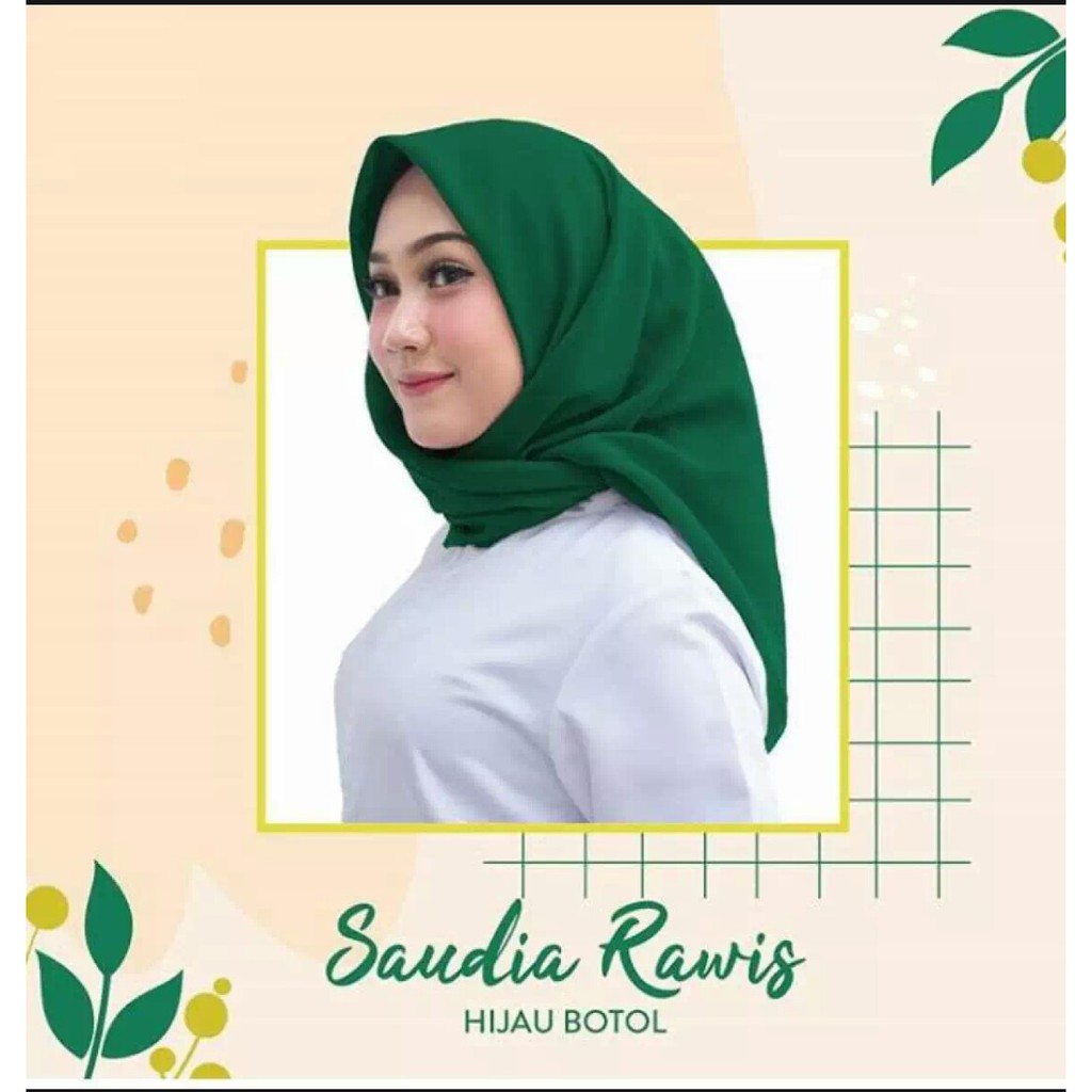 WAJIB PUNYA JILBAB SAUDIA RAWIS SEGI EMPAT MURAH /HIJAB SAUDIA RAWIS / KERUDUNG SAUDIA RAWIS TERBARU-Hijau Botol